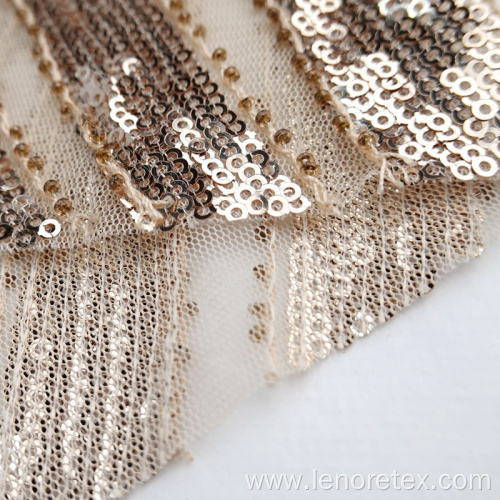 100% Polyester Knitted Shine Gold Metallic Fabric